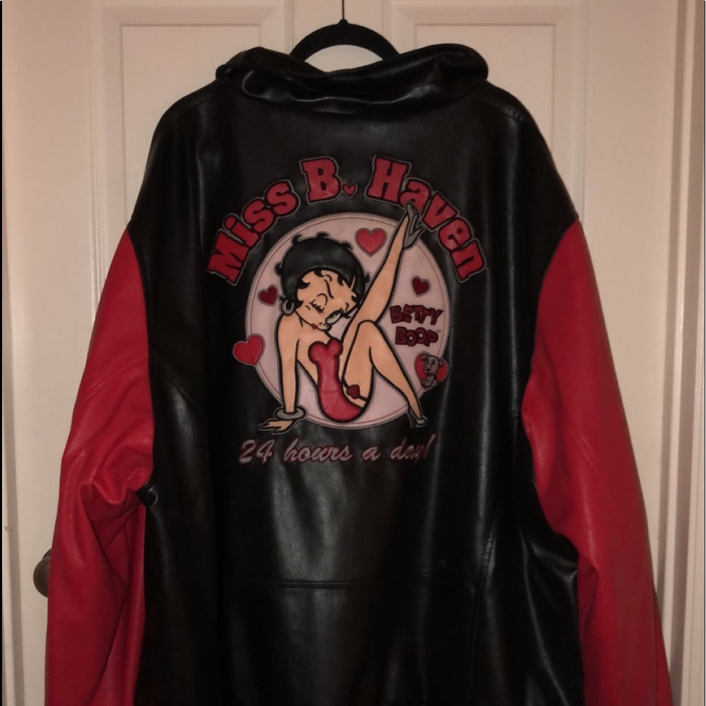 Vintage Betty Boop Leather Varsity Jacket Bomber